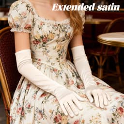 Lange dames handschoenen - extra lange satijnen stretch satijnen handschoenen - vintage feest dameshandschoenen - bruidshandschoenen - geschikt voor bruiden bruiloft opera theekransje — thumbnail 2