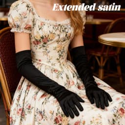 Lange dames handschoenen - extra lange satijnen stretch satijnen handschoenen - vintage feest dameshandschoenen - bruidshandschoenen - geschikt voor bruiden bruiloft opera theekransje — thumbnail 2