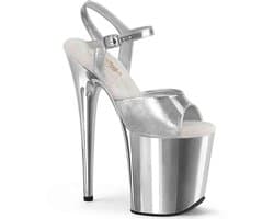 Pleaser - FLAMINGO809 Sandaal met enkelband, Paaldans schoenen - US 7 - 37 Shoes - Zilverkleurig