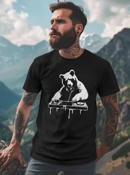 Heren T-Shirt met Luiaard Techno DJ Print | Festival Rave Muziek Shirt — thumbnail 4