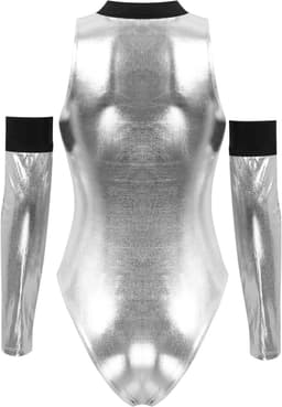 Dames Catsuit Lakleer Glitter Jumpsuit met Rits Rave Festival Bodysuit — thumbnail 5