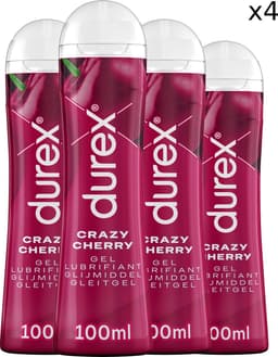 Durex Glijmiddel Crazy Cherry - Kers - waterbasis - 100ML - 4 Stuks - Voordeelverpakking — thumbnail 1