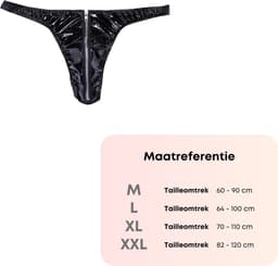 Heren Slip met Rits - Latex Look - String Zwart - Sexy Design - Mannen String - Ondergoed Maat M — thumbnail 5