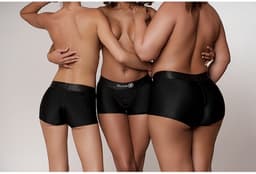 Shots - Ouch! OU825BLKML1 - Vibrating Strap-on Boxer - Black - M/L — thumbnail 3