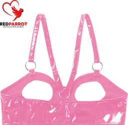 Beha Open Borsten - Latex Wetlook - Roze - Tepels — thumbnail 3