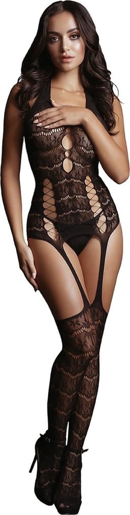 Shots - Le Désir Bodystocking met Kanten Jarretel - One Size black O/S — thumbnail 1