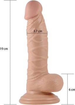 real extreme dildo 19 cm - zuignap - beige — thumbnail 4
