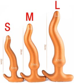 Gold Play - Soft Liquid Siliconen Anaal Dildo - Wave - Goud M — thumbnail 4