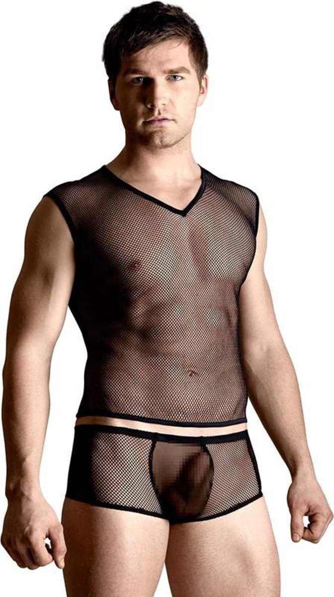 SoftLine Collection visnet heren set: shirt en slip zwart M/L — afbeelding 1