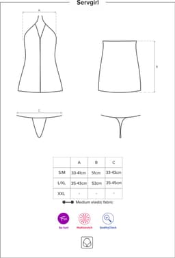 Obsessive Serveerster - Erotische Rollenspel Kleding - Maat S/M - Zwart — thumbnail 12