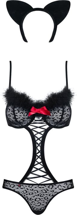 Obsessive Gepardina - Erotische Rollenspel Kleding - Maat L/XL - Zwart — thumbnail 14