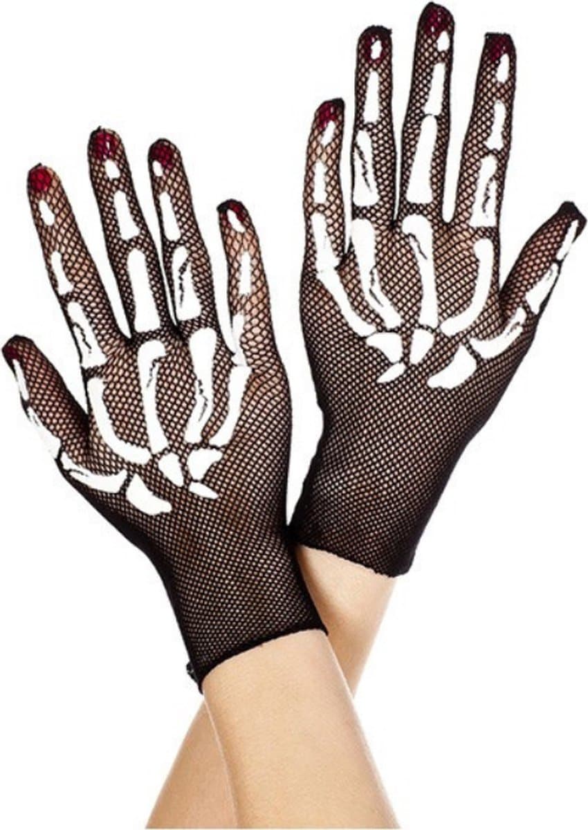 Nooitmeersaai - Zwarte visnet skelet handschoenen - One Size — afbeelding 1