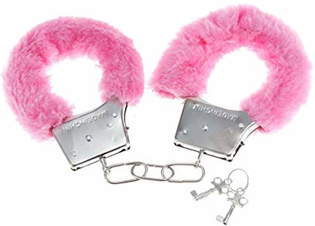 Fetish Boss Series - Handboeien - Sexhandboeien - Politiehandboeien - SM - Furry Cuffs - Zacht - Harig - Bondage - Roze — afbeelding 1
