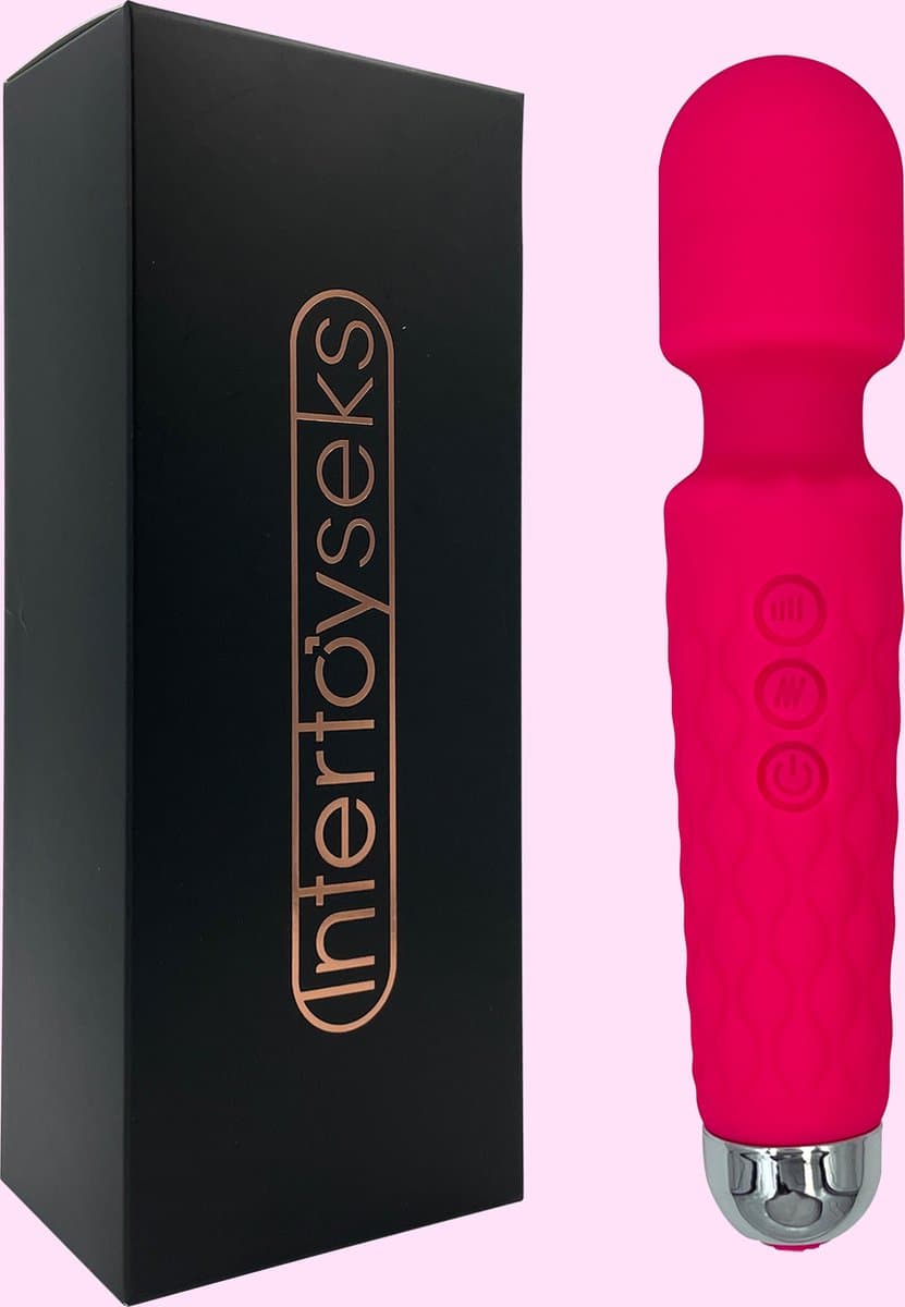 Intertoyseks Magic Wand Vibrator – Clitorisstimulator – 20 Modi & 8 Snelheden – Stil – USB-Oplaadbaar – Waterdicht – Roze — afbeelding 1