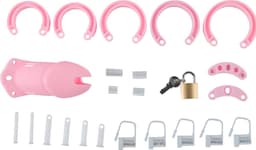 Banoch | Cockcage Pink | siliconen | roze Chastity Cage met 5 ringen | medium / large — thumbnail 4