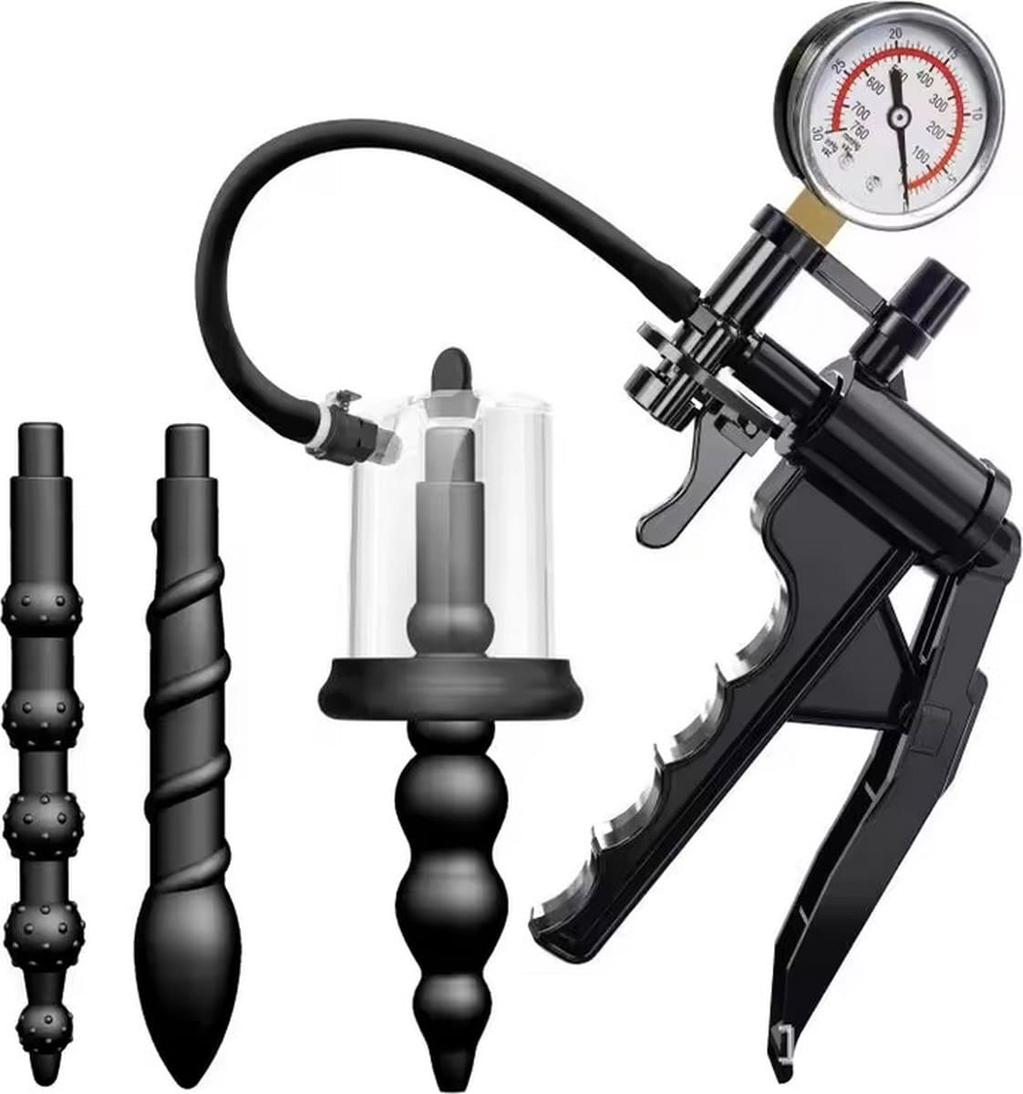 Rosebud Pompen - Rosebud Cylinder met Siliconen Anaal Kralen Insert - Anus Opzwellen - Intens Anaal Play - Rosebud Cylinder met Handpomp — afbeelding 1