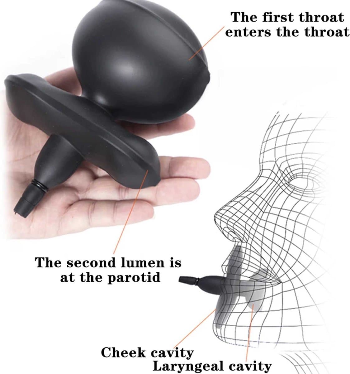 Opblaasbare mond gag - Knevel - Grote gag - Dubbele functie - Siliconen - Terughoudendheid — afbeelding 1