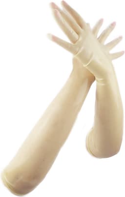 BNDGx® - 100% LATEX Handschoenen Lang BDSM SM sexy glans handschoen Doorzichtig licht bruin — thumbnail 5