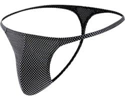 LekkerStout Heren String - Zwart/Wit - Sexy Herenondergoed | XL | ( LS145 )