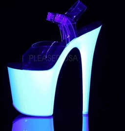 Pleaser - FLAMINGO-808UV Sandaal met enkelband, Paaldans schoenen - Paaldans schoenen - 37 Shoes - Wit/Transparant — thumbnail 3