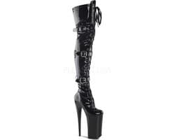 Pleaser - BEYOND-3028 Plateau Overknee Laarzen - Paaldans schoenen - 35 Shoes - Zwart