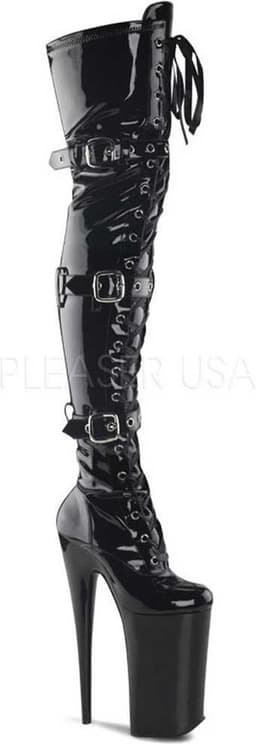 Pleaser - BEYOND-3028 Plateau Overknee Laarzen - Paaldans schoenen - 35 Shoes - Zwart — thumbnail 1