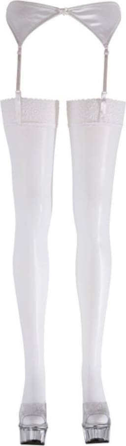 Cottelli Collection – Jarretel Kousen met Sexy Motief Langs Rand voor Onschuldig Uitstraling – Maat M – Wit — thumbnail 5