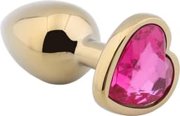 Banoch - Buttplug Coeur d'Or Rose Small - Goud Metaal - Hart - Diamant Steen Roze — thumbnail 3
