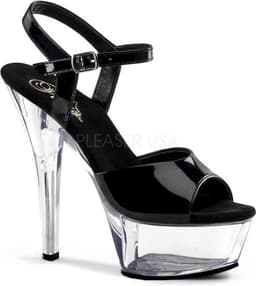 Pleaser - KISS-209 Sandaal met enkelband - US 14 - 45 Shoes - Zwart/Transparant — thumbnail 1