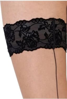 Flirty Velvet Lace Top Hold Up met naad Nude/Black — thumbnail 4