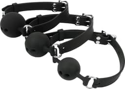 Banoch - ball gag siliconen medium - zwart Ø 4,5 cm met luchtgaten — thumbnail 5