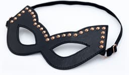 Cat mask met studs / Rose goud / Rosy gold / Zwart PU leer — thumbnail 2