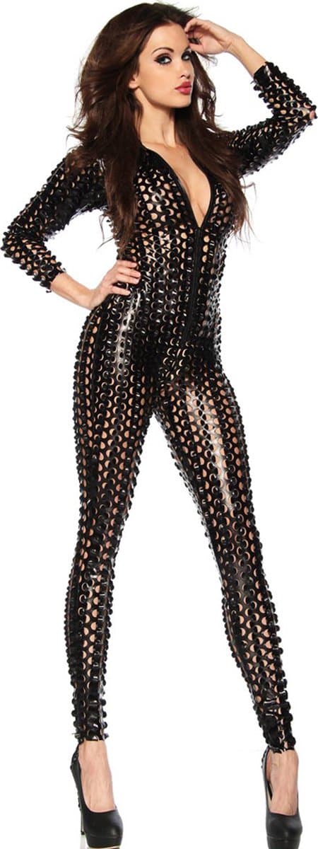 Wetlook SM See True Jumpsuit Black - Mooi design - Hoogwaardige kwaliteit - See true - Sexspelletjes voor mannen en vrouwen - Spandex - Spannend voor koppels - Wetlook - Erotische kleding - Lingerie erotisch - Lingerie body sexy - Erotiek — afbeelding 1