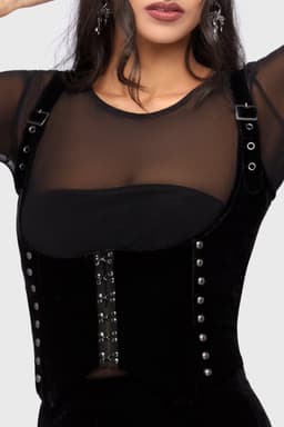Killstar Chapel Blessing - Velvet Underbust Corset Top Dames Korset - zwart - XL — thumbnail 4