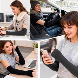 Armwarmers dames - lange vingerloze handschoenen - gebreid wol - warm en stijlvol - ShopVlot — thumbnail 3