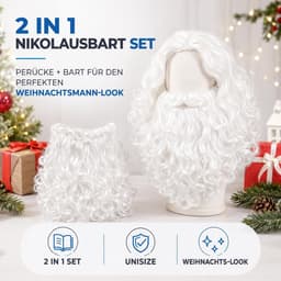 Santa baard set 2 in 1 - complete transformatie - realistische uitstraling - ideaal voor kerst - ShopVlot — thumbnail 2