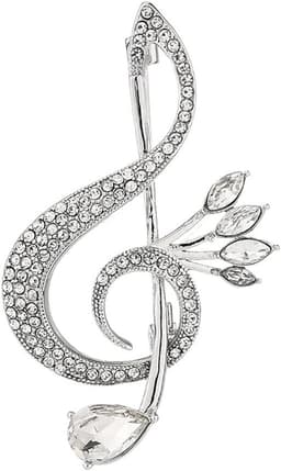 broche in de vorm van een muzieknoot met strass in de vorm van een vloersleutel voor sjaal jas kostuum bruid lijfje voor dames meisjes heren muzikant boeket huwelijkscadeau — thumbnail 1