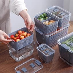 Plastic Opbergdoos Groenten Fruit Vers Houdendoos Koelkast Mesh Sieve Storage Organizer Mand Keukengereedschap Keukengereedschap (Color : 3PCS) — thumbnail 2