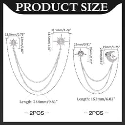 4 stuks 2 stijlen strass ster broche legering ster maan kwast prachtige reversspeld platina strass sneeuwvlok hangende lange kwastnaalden — thumbnail 4