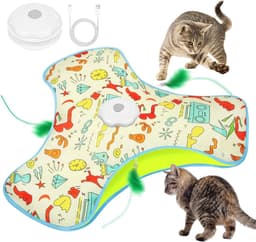 Interactief kattenspeelgoed met veermechanisme Oplaadbaar intelligent elektrisch kattenspielgoed met veren Muisgeluiden 3 spelmodi USB-opladen Gele wekker — thumbnail 5