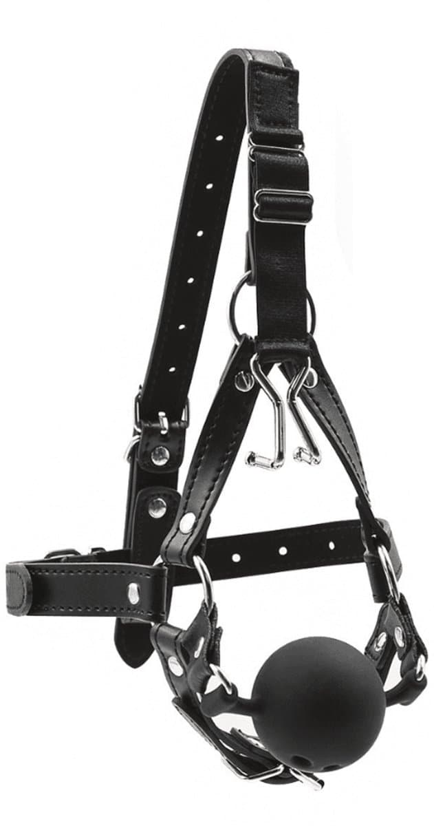 Neushaak Ball Gag Hoofdharnas - Neushaak Ball Gag Hoofdharnas | BDSM Hoofdharnas met Siliconen Gag en Neushaak | Volledig Verstelbaar — afbeelding 1