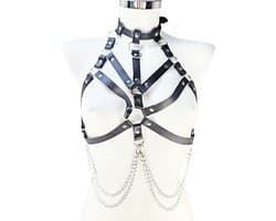 BamBella ® - Sexy Erotische bondage Lingerie onesize vrouw BDSM sm body zwart dames pak