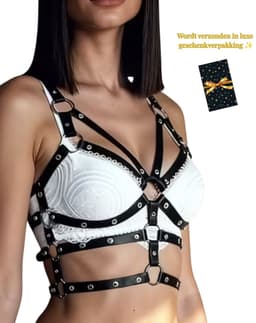 Dare to Undress – Bound Desire – Erotische Lingerie voor Dames – Lingerie Erotisch – Sexy Lingerie – Erotische BH Harnasset – Sexy PU-Leren Lingerie Harnas voor Dames – Fetish & Kinky Accessoire – BDSM & Clubwear – One Size — thumbnail 1
