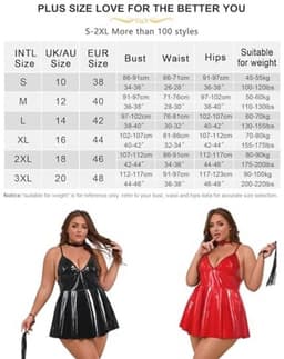 Zwarte Korte Plus Size Wetlook Lingerie Jurk V-hals Mini Jurk voor Vrouwelijke Curves — thumbnail 3