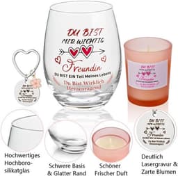 Persoonlijk Cadeau voor Vrouwen, Gegraveerd Wijnglas en Geurkaars Set, Perfect voor Verjaardagen en Speciale Gelegenheden — thumbnail 2
