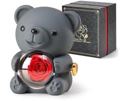 Romantische teddybeer met roos en verborgen sieradendoosje - uniek cadeau voor haar - Valentijnsdag, Moederdag, bruiloften en jubilea