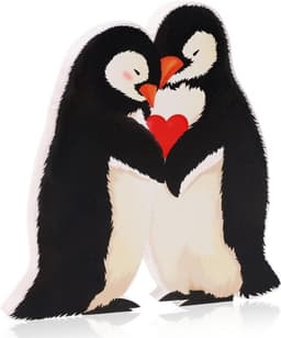 Houten Decoratie Pinguïn Liefdespaar Cadeau voor Jubileum en Valentijnsdag — thumbnail 1