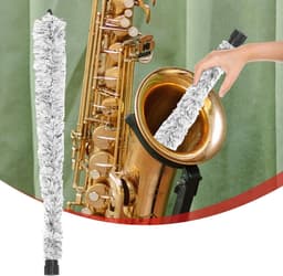 Saxofoon Reiniger - Blaasinstrument Onderhoud - Instrument Schoonmaken - Zacht Katoenen Touw - 50 cm Lengte - Grijs — thumbnail 5