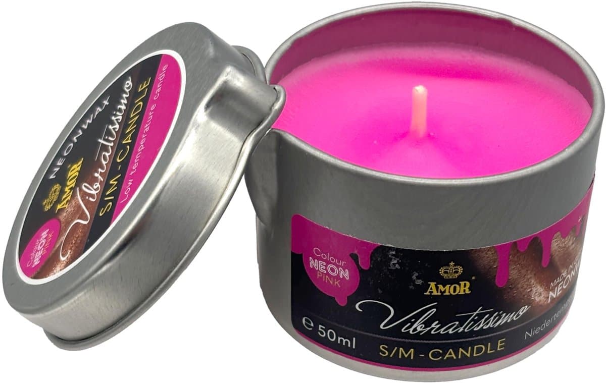 VIBRATISSIMO S/M CandleNeon Pink 50 ml I Lage Temperatuur I Wax Geurloos I Druppel voor Erotische Spelen I voor Koppels — afbeelding 1