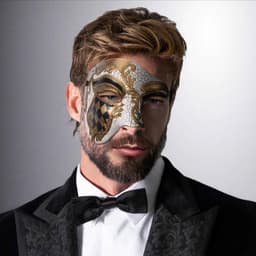 Venetiaans masker voor heren, halfmasker: retro kostuum, maskerade, Venetië, oogmasker, vintage, licht, aangenaam kostuum, masker voor maskerade, gemaskerd bal, gemaskerd fantôme van de opera — thumbnail 2